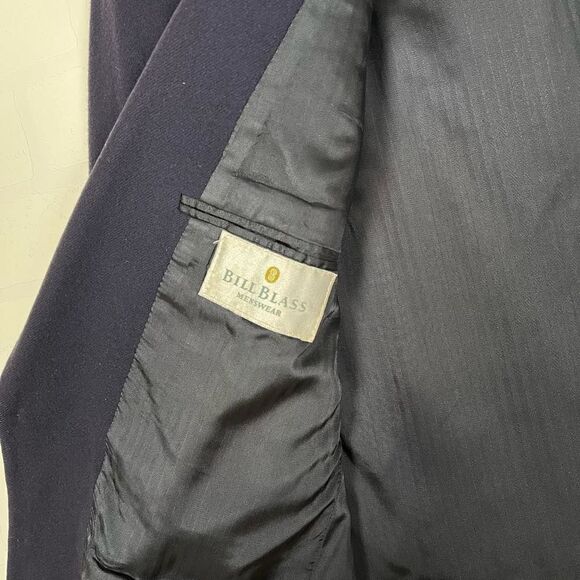 Bill Blass Mens 100% Cashmere Sports Jacket size 40-42R Navy Blue Blazer - Picture 12 of 15